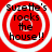 Red background with four identical circular white rings surrounding black text reading "Suzette's rocks the house!!" in a pixelated font.
