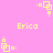 Yellow pixelated squares and dots form a repeating pattern on a pink background with the text 'Erica' in yellow.