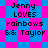 Pixelated text reads "Jenny LOVES rainbows SS: Taylor" over alternating blue and pink diamond-shaped background , with two identical versions of the same layout displayed side-by-side