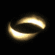 Golden glowing shapes in various forms including rings, ovals, and crescents against a black background, with subtle light variations across frames.