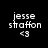 Pixelated text 'jesse staffon' with '<3' below, overlaid on black background with cyan rectangular bars shifting position across frames.