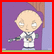Two pixelated cartoon character frames from an animated icon showing a bald child with large eyes in different poses and backgrounds.