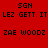 Red background with black pixelated text reading 'SGH', 'LEZ GETT IT', and 'ZAE WOODZ' in two , featuring a glowing effect on the left side