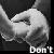 Black-and-white animation of two hands holding each other, with text fragments appearing sequentially below.