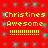 Red background with cyan star-like patterns and yellow text reading "Christines Awesome" followed by multiple exclamation marks.