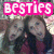 Pixelated image with pink banner reading 'BESTIES' above two indistinct figures in dark clothing against a blurred background.