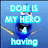 Blue background with a character holding two swords, text overlays change across frames.