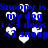 Blue text on black background with white hearts, repeating 'Snoopy is Snoopy is my dog i <3 dogs <3 snoop' in pixelated font.