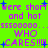 Pixelated text on bright green background with blue star accents, repeating phrases and punctuation in purple and white.