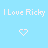 Light blue background with repeated 'Love Ricky' text and pixelated heart icons in white and pink, arranged in a pattern