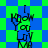 A pixelated image with blue and green checkered backgrounds displaying the text "I Know You Love Me" in black block letters.