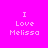 Four identical pixelated text on a bright pink background, each displaying "I Love Melissa" with varying cyan rectangular overlays