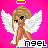 Pixelated angel icon with blonde hair, blue eyes, white wings, and a yellow halo on a pink background, with 'angel' text below.