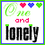 Animated contact sheet of 10 frames showing a buddy icon with text "One and lonely" and heart symbols, where the word "lonely" is crossed out in alternating frames.