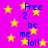 A static image with a bright purple background filled with yellow stars and blue text reading "Free 2 be me lol!" repeated in two