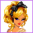 Animated contact sheet of a pixel-art doll icon with Easter-themed frames showing facial expressions, clothing changes, and text variations.