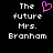 Static pixel art displays text 'The future Mrs. Branham' with a pink heart symbol replacing the 'o' in 'The' on the left side of the image.