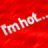 A static image of a red background with white text and orange flames at the bottom, featuring pixelated text reading "I'm hot..." on the left and "With two t's" on the right.