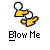 Two identical animated frames of a yellow stick figure with white head and hands blowing air, displayed on a gray background with text promoting 'badassbuddy.com'