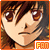 Pixelated anime-style character face with brown hair and large brown eyes, displayed in a of three views showing slight variations in head angle
