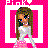 Pixelated static icon of a cartoon woman with long brown hair wearing a white top and pink skirt against a bright pink background with "PHAT" text at the top.