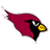 Pixelated bird icon with maroon body, black head, white eye, and yellow beak, angled diagonally left to right on white background.