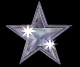 Animated sequence of silver star-shaped icons with varying light reflections and sparkles on a black background.