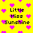 Yellow background with pink pixelated hearts and black text reading "Little Miss Sunshine" in three lines.