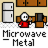 Animated contact sheet showing a pixel art sequence of microwave explosions in a kitchen setting with repeated text labels.
