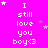 A bright pink background displays repeated text "I still love you boy<3" with scattered white stars, arranged in a of four and five