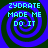 Four identical pixelated spiral patterns with cyan text reading "ZYDRATE MADE ME DO IT" on a dark blue background.