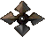 A pixelated four-pointed star icon with brown and gray tones, showing sequential animation frames where the shape's orientation shifts from diamond to cross-like forms.