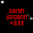 Red text 'carah jordann <888' on black background with white and gray stars, stars shift position across frames.