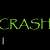 Animated contact sheet showing six frames of a green text-based animation with repeated "CRASH" and changing silver text below on black background.
