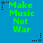 Green text 'Make Music Not War' on blue background with black and gray star icons, animated by alternating star colors.