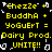 Yellow pixelated text on black background with white decorative elements, repeating identical phrases across two