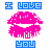 Four pixelated kiss icons arranged in a 2x2 grid with blue text above and below each pair of lips, showing different lip colors across frames.