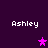 Purple background with four instances of the name 'Ashley' in white pixelated text and three pink stars, one star animated to change color from bright pink to darker purple.