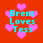 Red background with pink heart shapes and cyan text reading "Brent Loves Tess" in four identical sections.