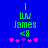 Green pixelated text 'I', 'LW', 'James', '<8' on blue background with pink and purple asterisks below, animated change in asterisk count.