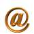 Golden @ symbols in various 3D rotations against a gray background, showing different angles of the same object.