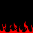 Red pixelated flames flicker against a solid black background in a horizontal strip.