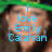 Pixelated image with blue text reading "I love Emily Calahan" overlaid on a blurred background featuring green and brown tones.