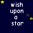 Dark blue background with white text reading "wish upon a star" repeated in a , surrounded by yellow and gray stars