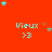 Red background with cyan text 'Vieux' and '>3', scattered stars in cyan, brown, and gray.