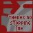 Red arrow pointing right over gray striped background with repeated text "THERES NO STOPPING ME" in red and white.