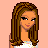 Pixel art contact sheet showing three frames of an animated icon featuring a cartoon woman with long brown hair, white top, beige pants, and text about love.