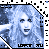 identical blue-toned icons featuring a woman with long hair, dark lipstick, and a neutral expression, each labeled 'Frozen Lust' at the bottom