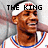 A four- shows a person in a white jersey with blue and red trim, wearing a white headband; text changes across from 'THE KING' to 'IS BACK' to 'BOOM'