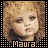 identical doll faces with curly blonde hair, each labeled 'Maura' beneath, featuring red and black border accents